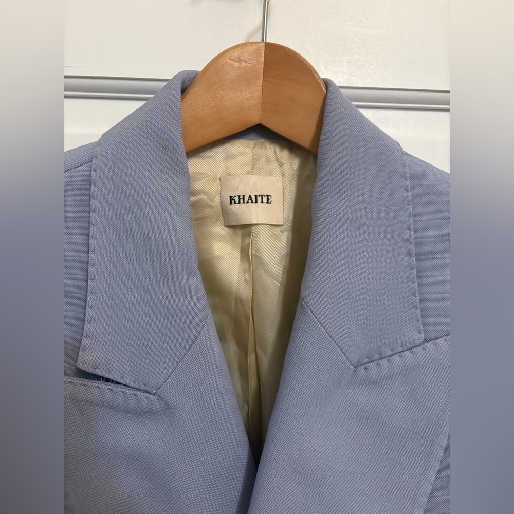 Khaite Balton Women's Light Blue Double-Breasted Wool Blazer - Picture 6 of 12